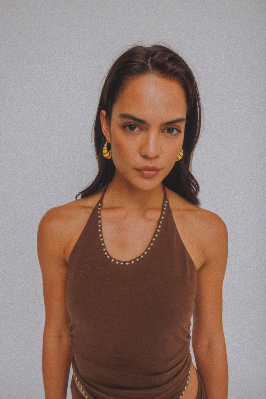 The Wolf Gang - Piero Halter Top in Chocolate