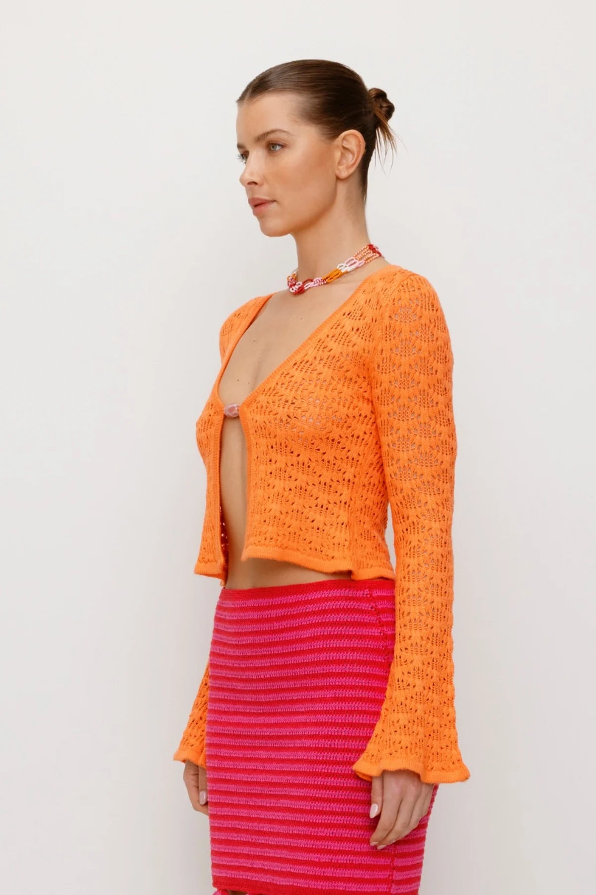 The Wolf Gang - Amara Knit Cardigan in Coral