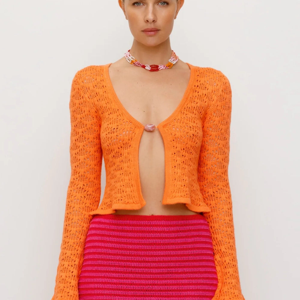 
                      
                        The Wolf Gang - Amara Knit Cardigan in Coral
                      
                    