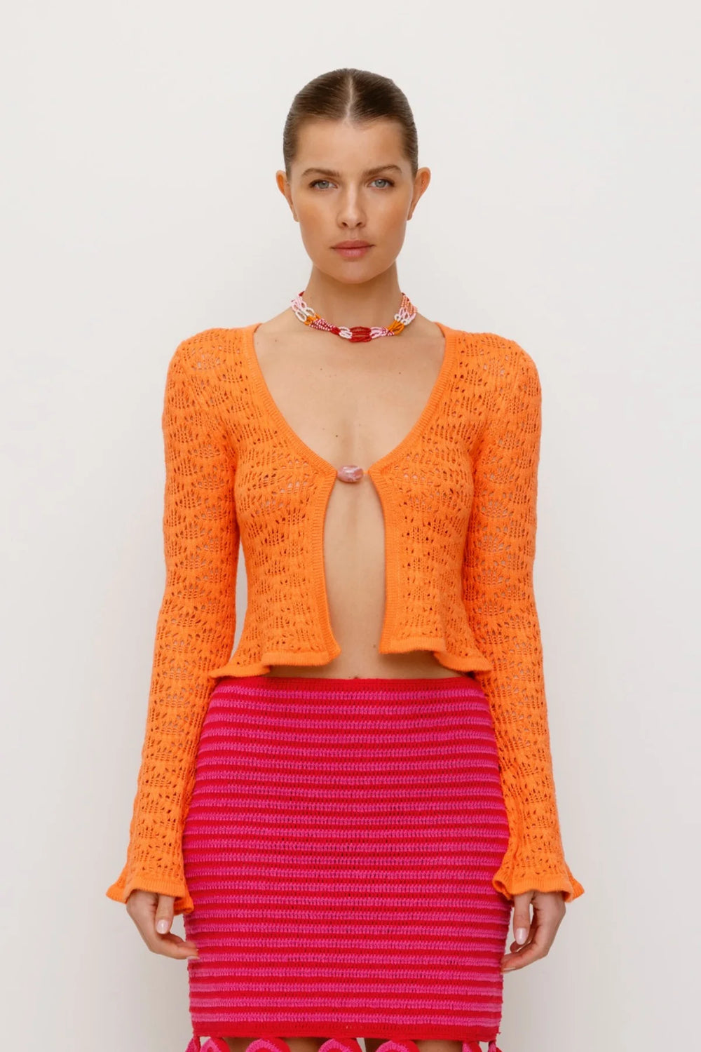 The Wolf Gang - Amara Knit Cardigan in Coral