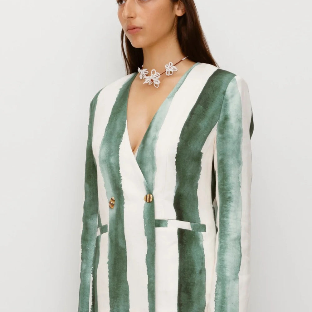 
                      
                        The Wolf Gang - Havana Blazer in Sage Stripe
                      
                    