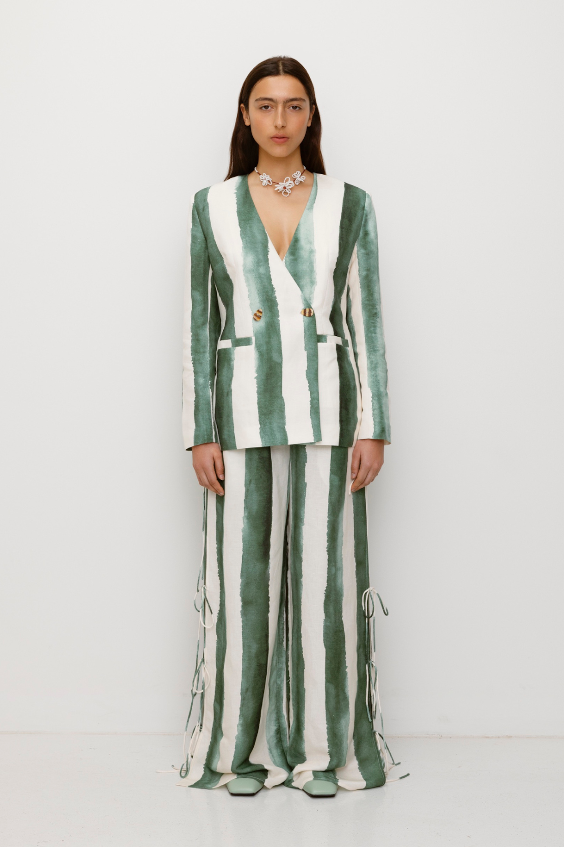 The Wolf Gang - Havana Blazer in Sage Stripe