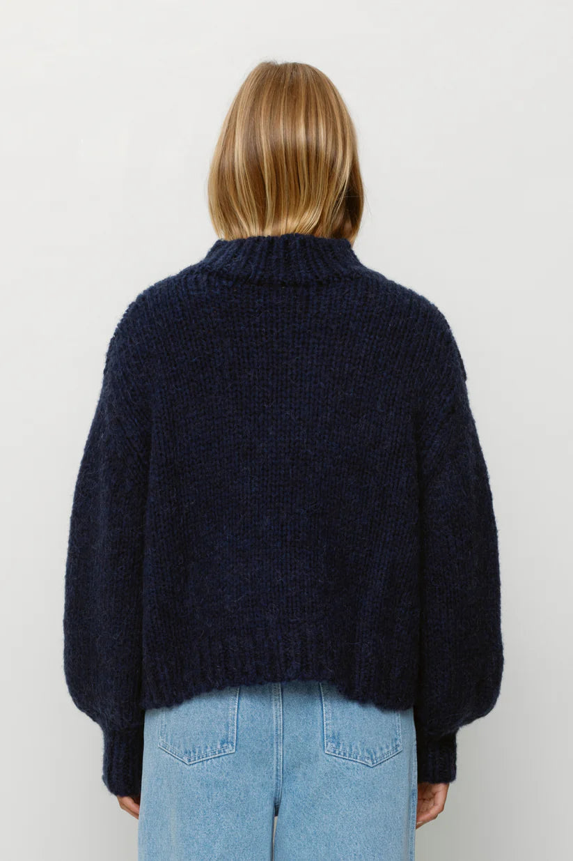 The Wolf Gang - Soleil Knit Sweater in Navy