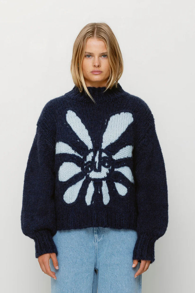 The Wolf Gang - Soleil Knit Sweater in Navy