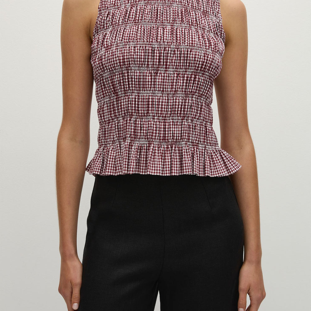 Faithfull The Brand - Heidi Top in Deep Red Gingham