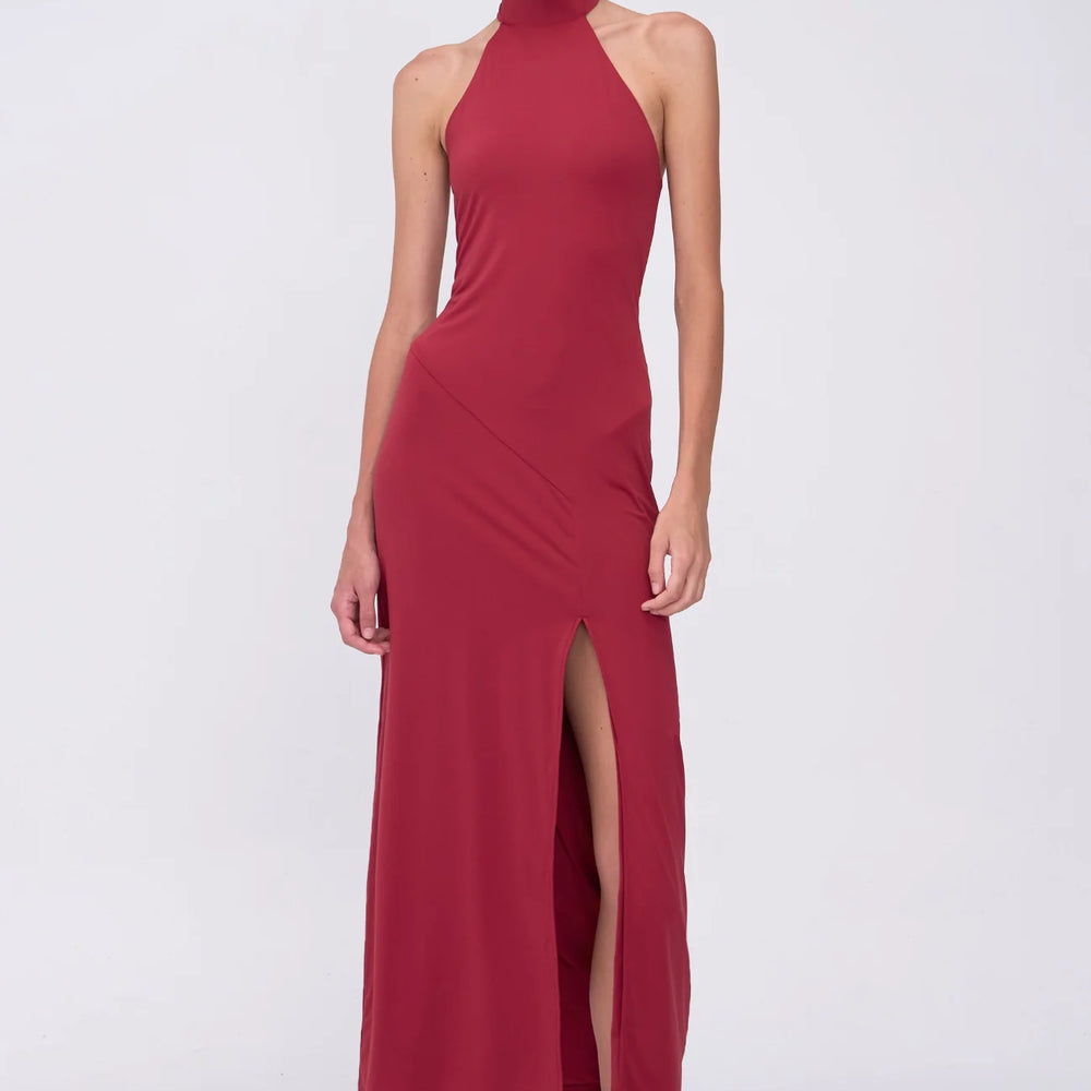 
                      
                        Suboo - Ellie Halter Neck Maxi Dress in Bordeaux
                      
                    