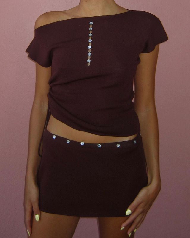 Saint Sebastian Studio - Knit Button Top in Choc