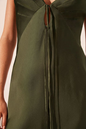 Shona Joy - Shae Plunged Slip Tie Maxi Dress in Pine Green