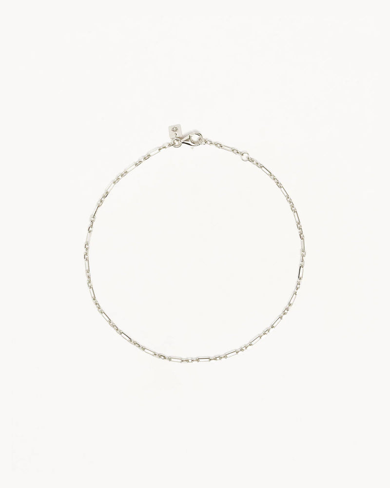 By Charlotte - Mixed Link Chain Anklet in Silver