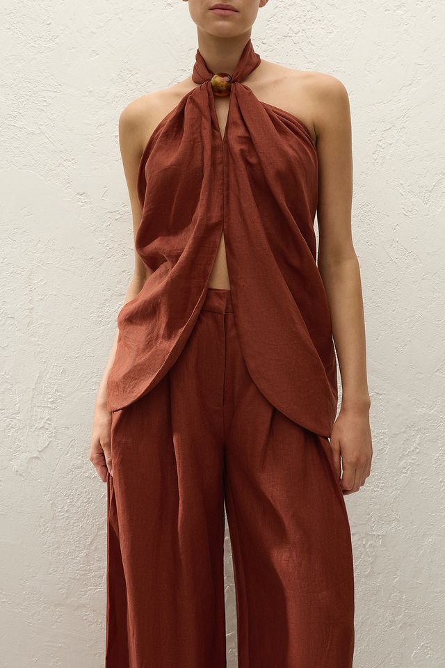 Faithfull The Brand - Biba Halter Top in Terracotta