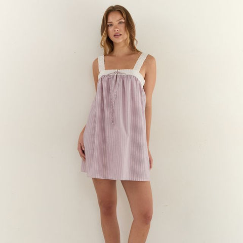 JUNI - Valerie Mini Dress in Rosa Stripe