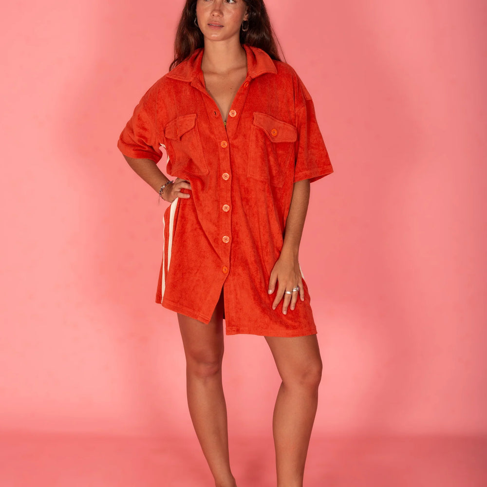Atmosea - Terry Shirt Dress in Red