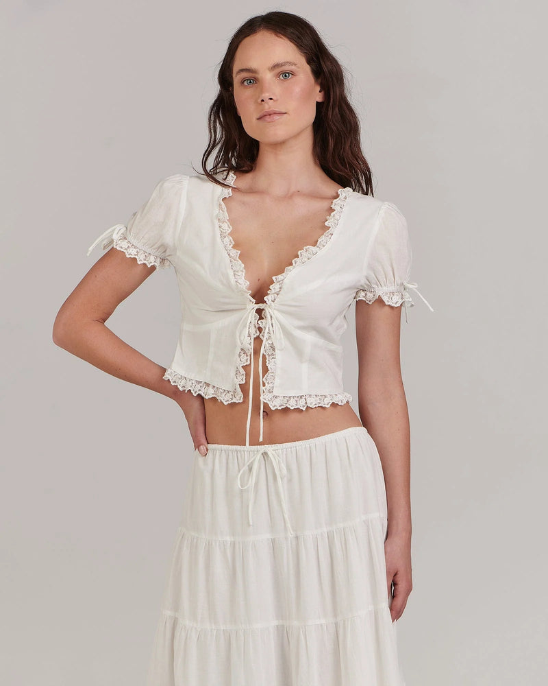 
            
                Load image into Gallery viewer, Charlie Holiday - Poppy Top in White
            
        