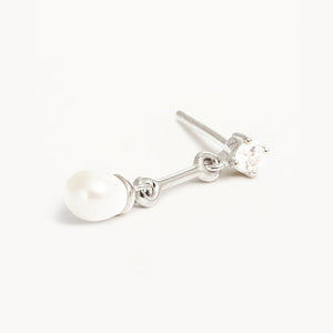 By Charlotte - Embrace Stillness Pearl Drop Earrings in Silver