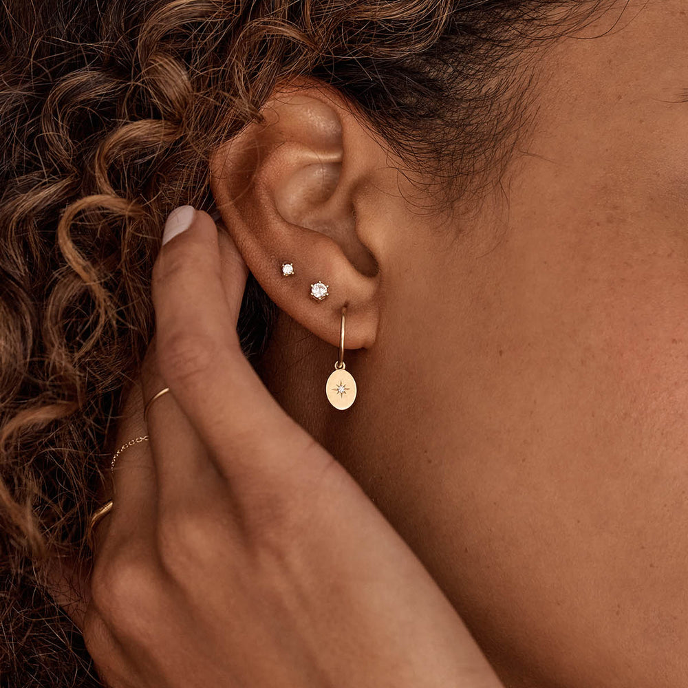 By Charlotte - 14K Solid Gold Shine Your Light Diamond Hoops