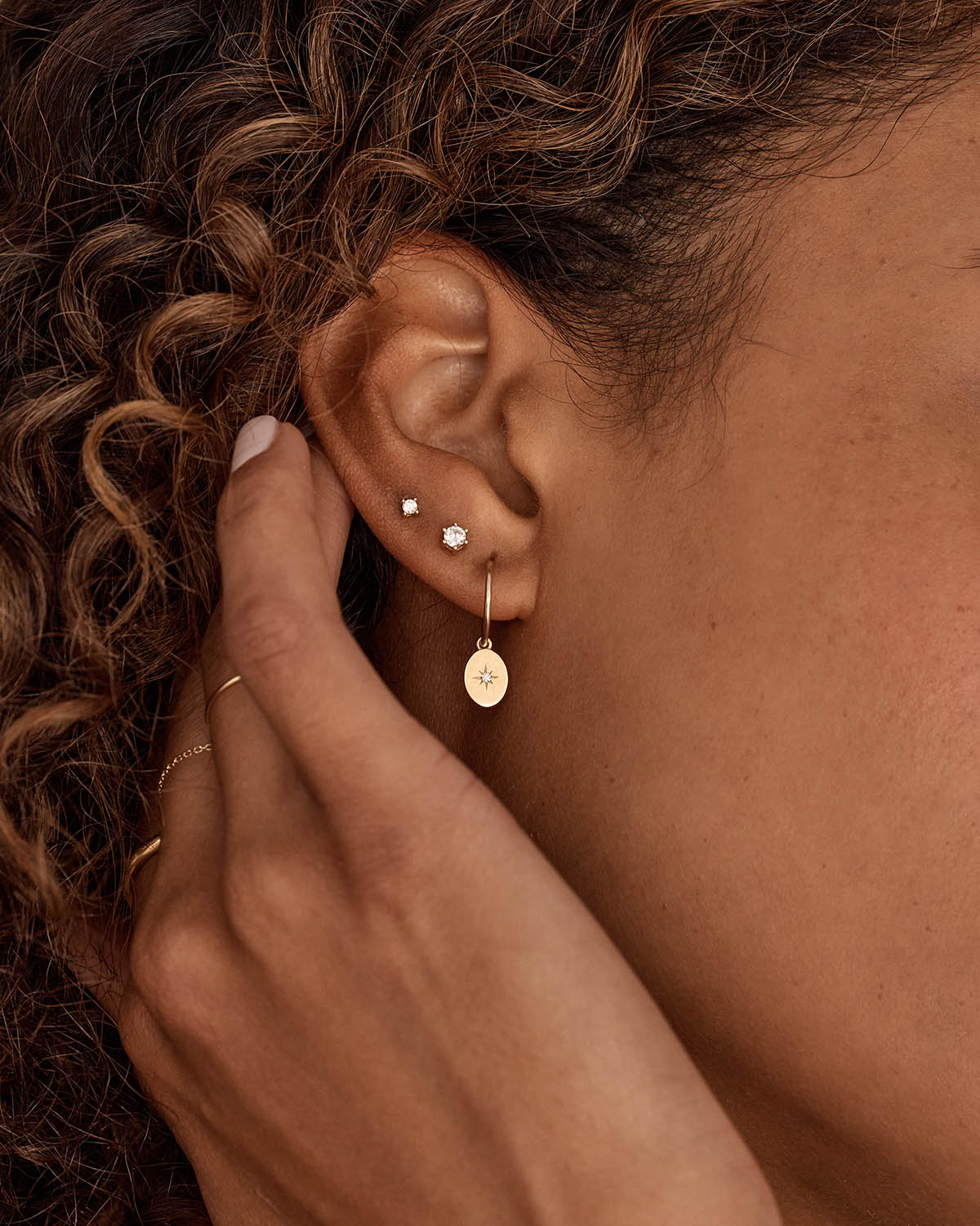 By Charlotte - 14K Solid Gold Shine Your Light Diamond Hoops