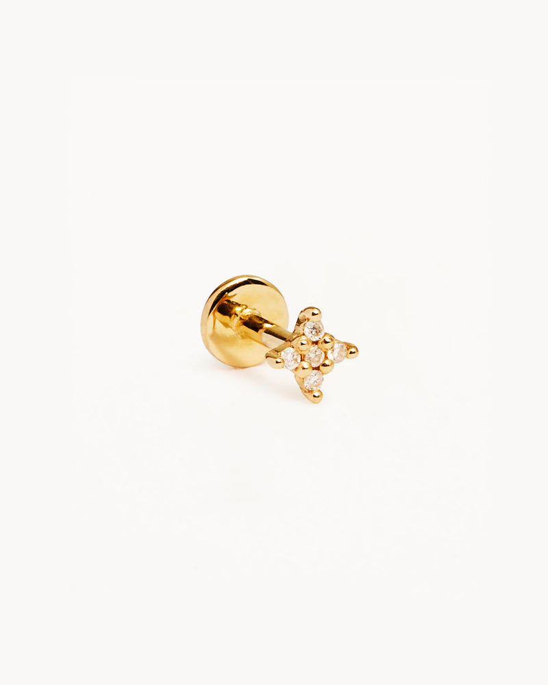 By Charlotte - 14k Solid Gold Diamond Sacred Cartilage Flatback Earring - 6.5mm