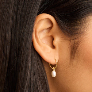 By Charlotte - Live in Peace Pearl Hoop Earrings in Gold