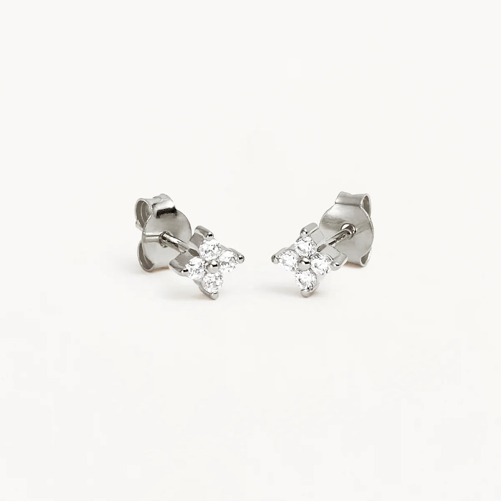 By Charlotte - Crystal Bloom Stud Earrings in Silver