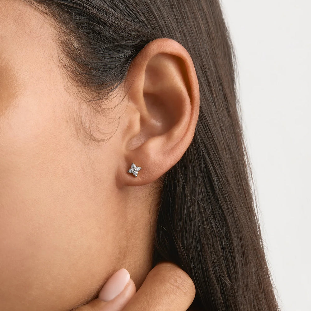 By Charlotte - Crystal Bloom Stud Earrings in Silver