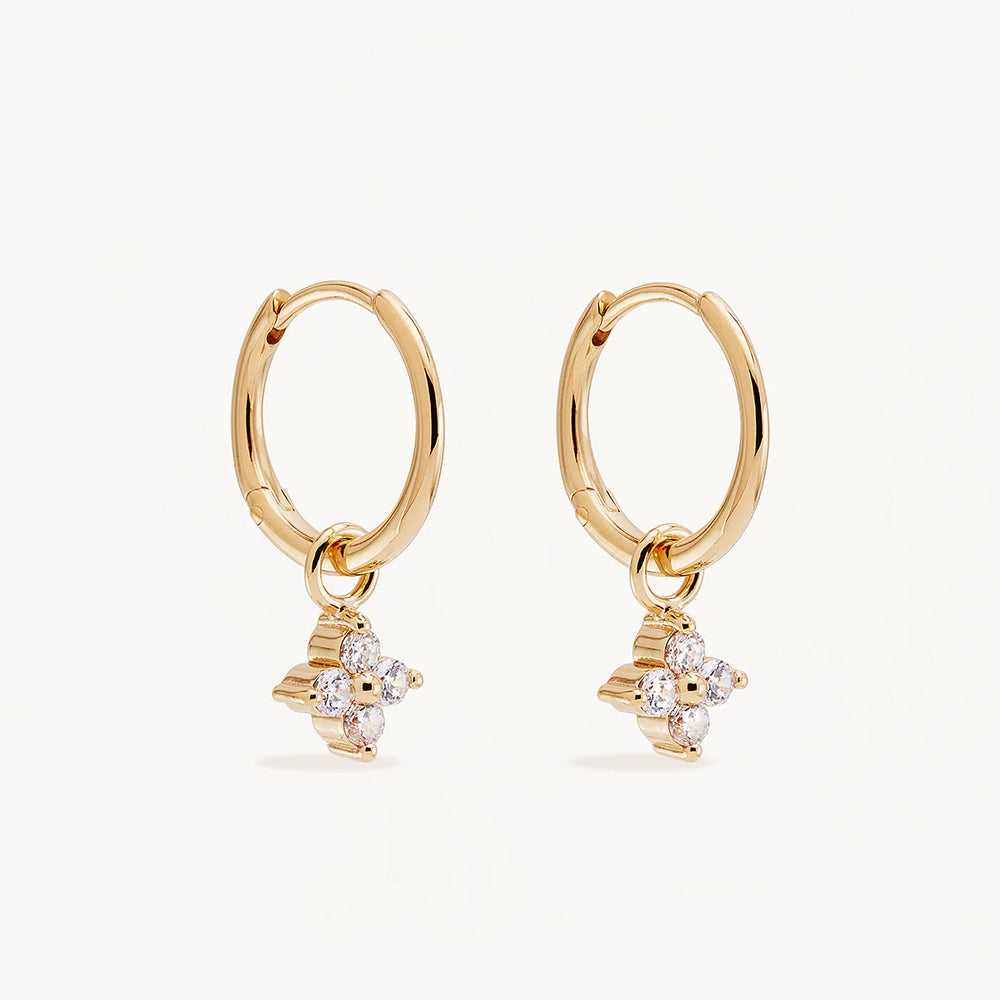 By Charlotte - Crystal Bloom Hoops in Gold