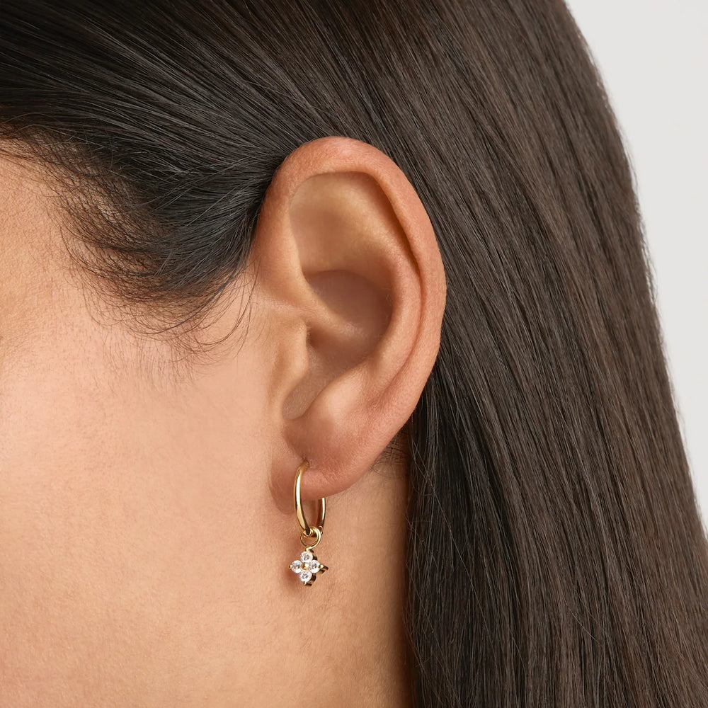 By Charlotte - Crystal Bloom Hoops in Gold