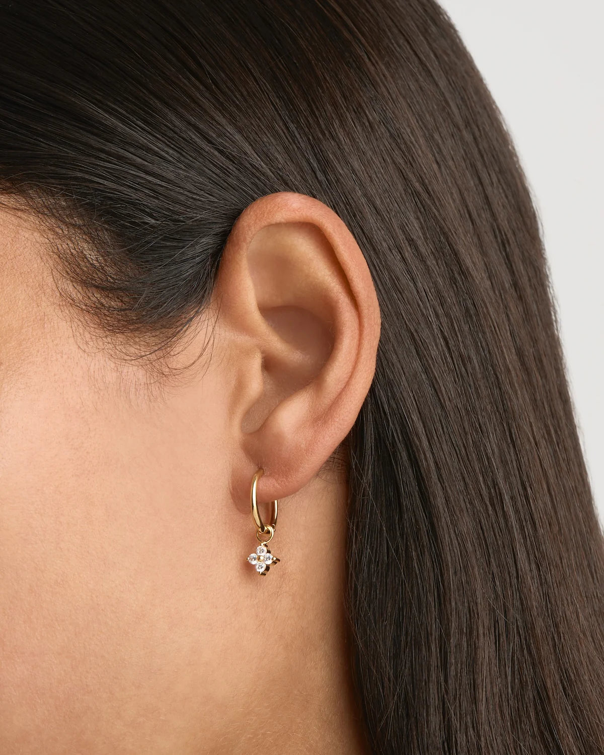 By Charlotte - Crystal Bloom Hoops in Gold
