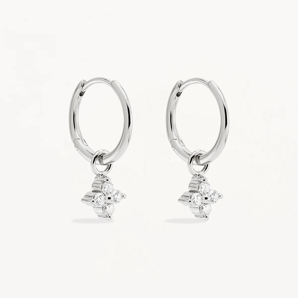 By Charlotte - Crystal Bloom Hoops in Silver