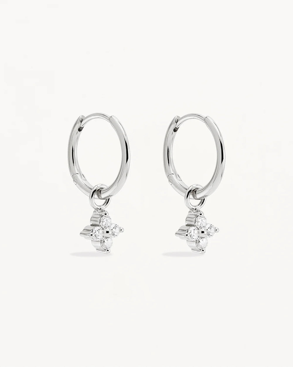 By Charlotte - Crystal Bloom Hoops in Silver