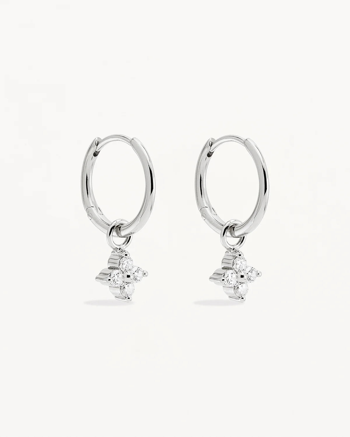 By Charlotte - Crystal Bloom Hoops in Silver