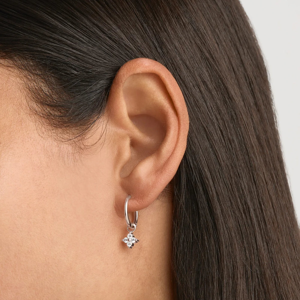 By Charlotte - Crystal Bloom Hoops in Silver