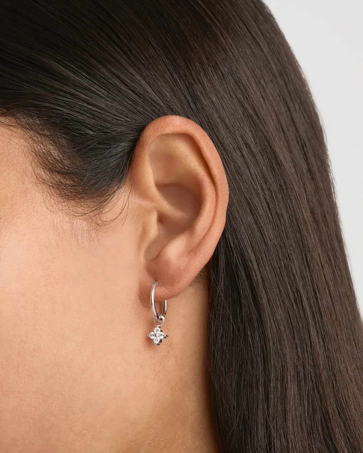 By Charlotte - Crystal Bloom Hoops in Silver