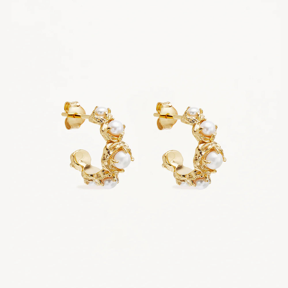 By Charlotte - Peace Within Pearl Hoops in Gold