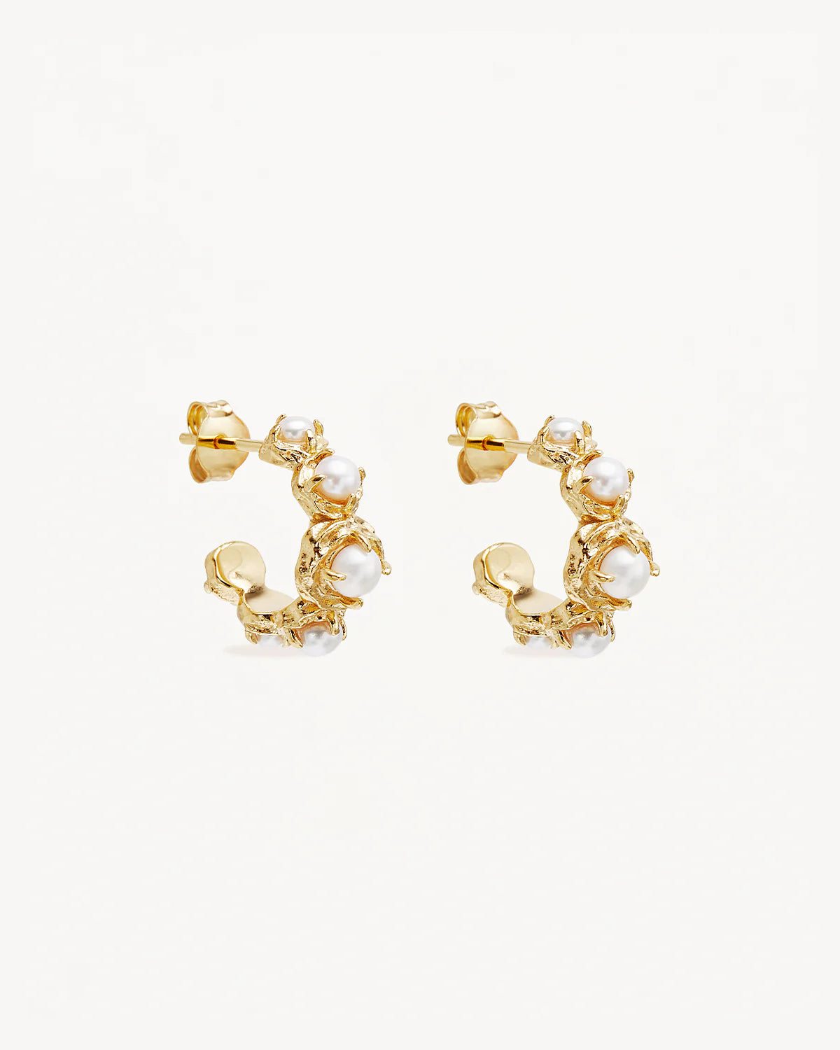 By Charlotte - Peace Within Pearl Hoops in Gold