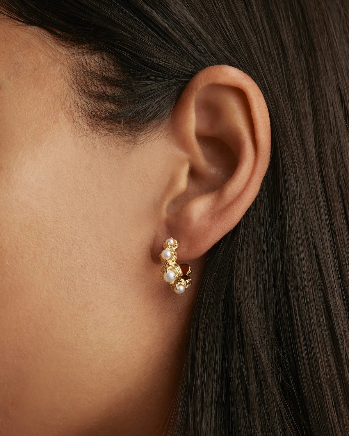 By Charlotte - Peace Within Pearl Hoops in Gold