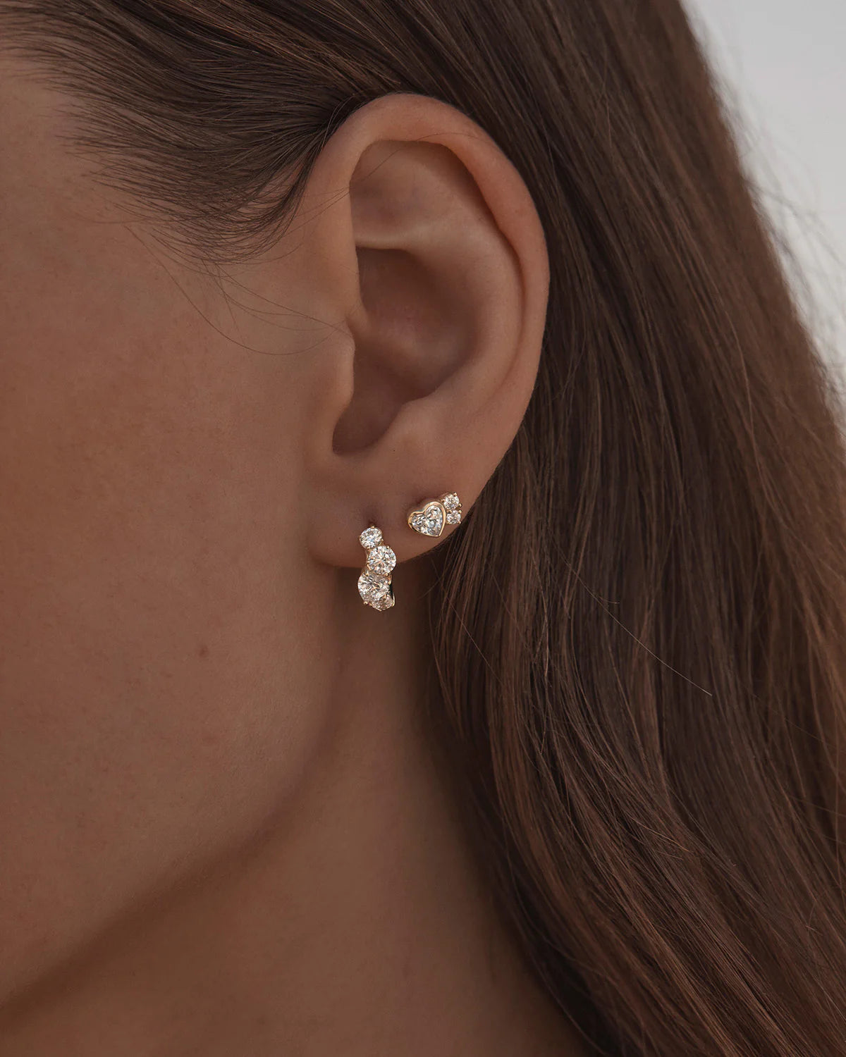 By Charlotte - Dream Lover Heart Stud Earrings in Gold