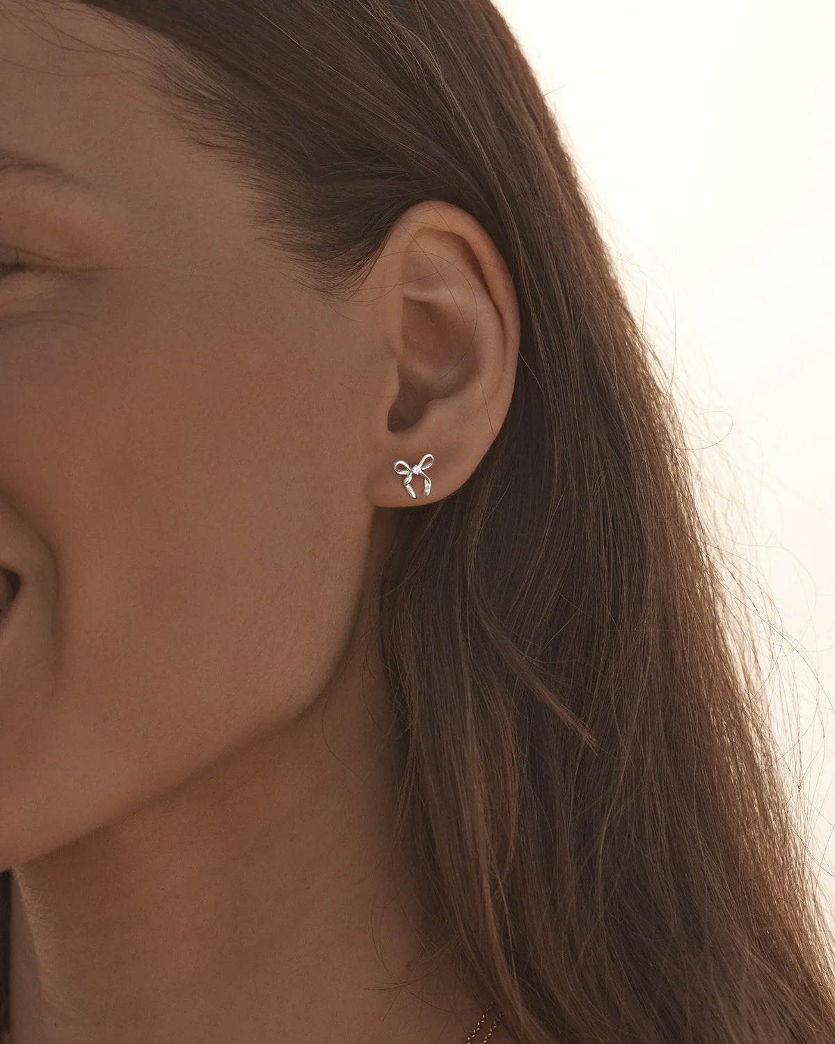 By Charlotte - Forever More Bow Stud Earrings in Silver