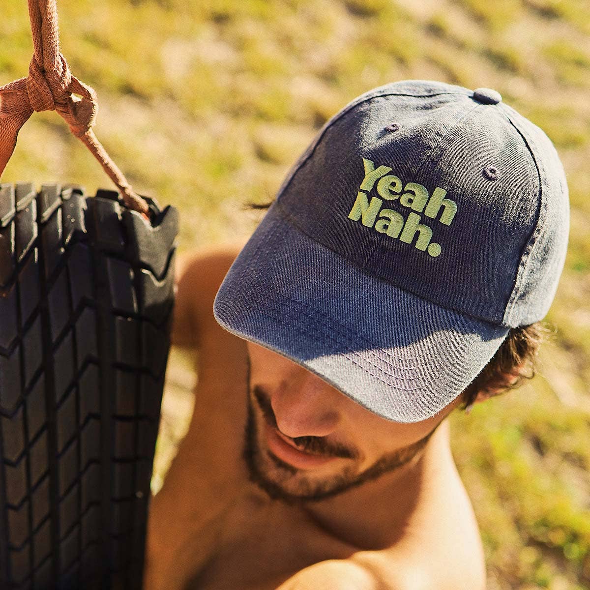 Yeah Nah Cotton Cap in Navy: Navy / OS