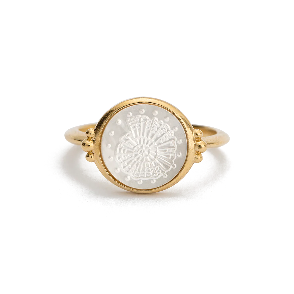 Kirstin Ash - Fossil Shell Ring in Gold