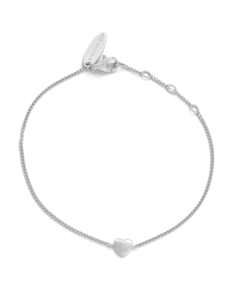 Kirstin Ash - Heart Charm Bracelet in Silver