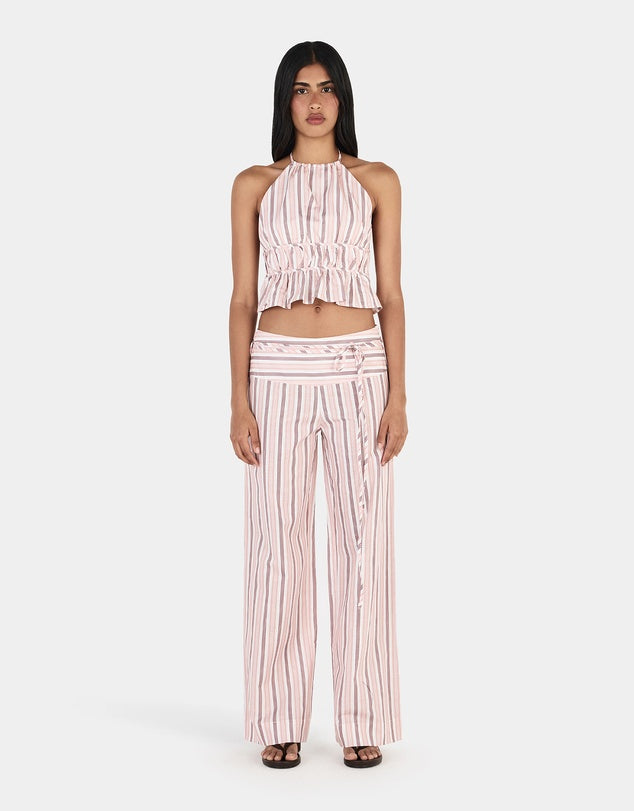 Ownley - Zuri Halter Top in Berry Stripe