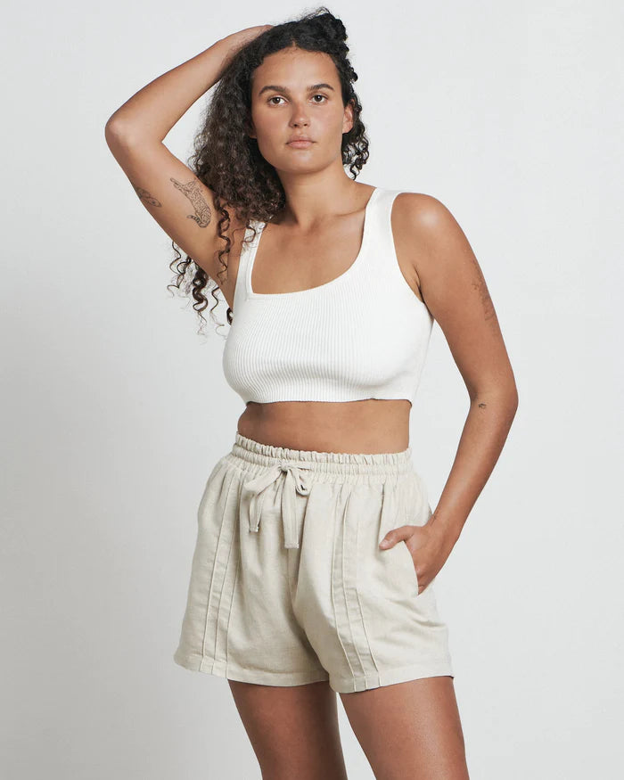 
            
                Load image into Gallery viewer, BARE By Charlie Holiday - The Asymmetrical Crop Top in White
            
        