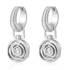 Luv Aj - Rosette Coil Charm Hoops in Silver
