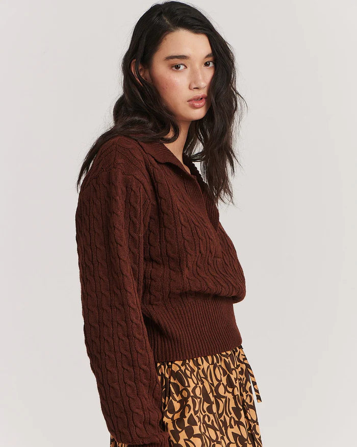 Charlie Holiday - The Valeria Knit Top in Chocolate