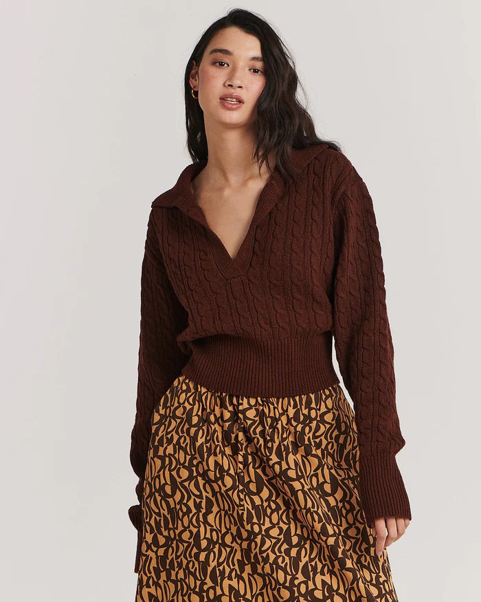 
            
                Load image into Gallery viewer, Charlie Holiday - The Valeria Knit Top in Chocolate
            
        