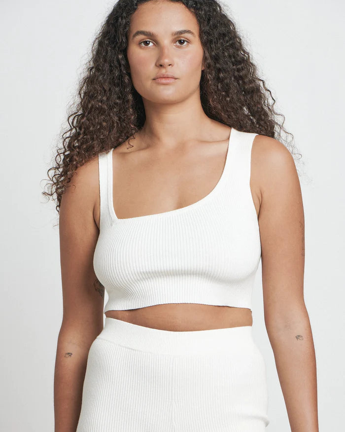 
            
                Load image into Gallery viewer, BARE By Charlie Holiday - The Asymmetrical Crop Top in White
            
        