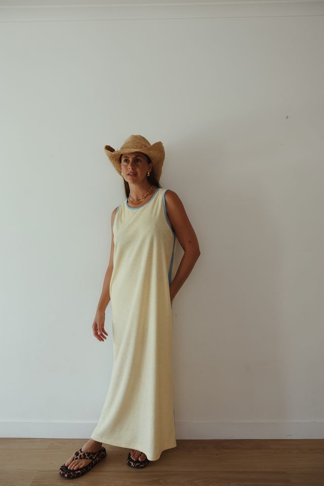 Alakai - Horizon Terry Maxi Dress in Butter