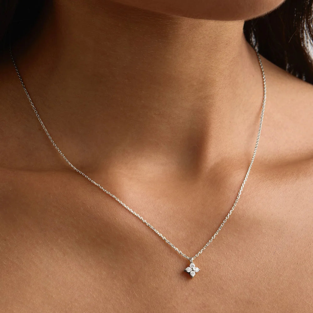 By Charlotte - Crystal Bloom Necklace in Silver