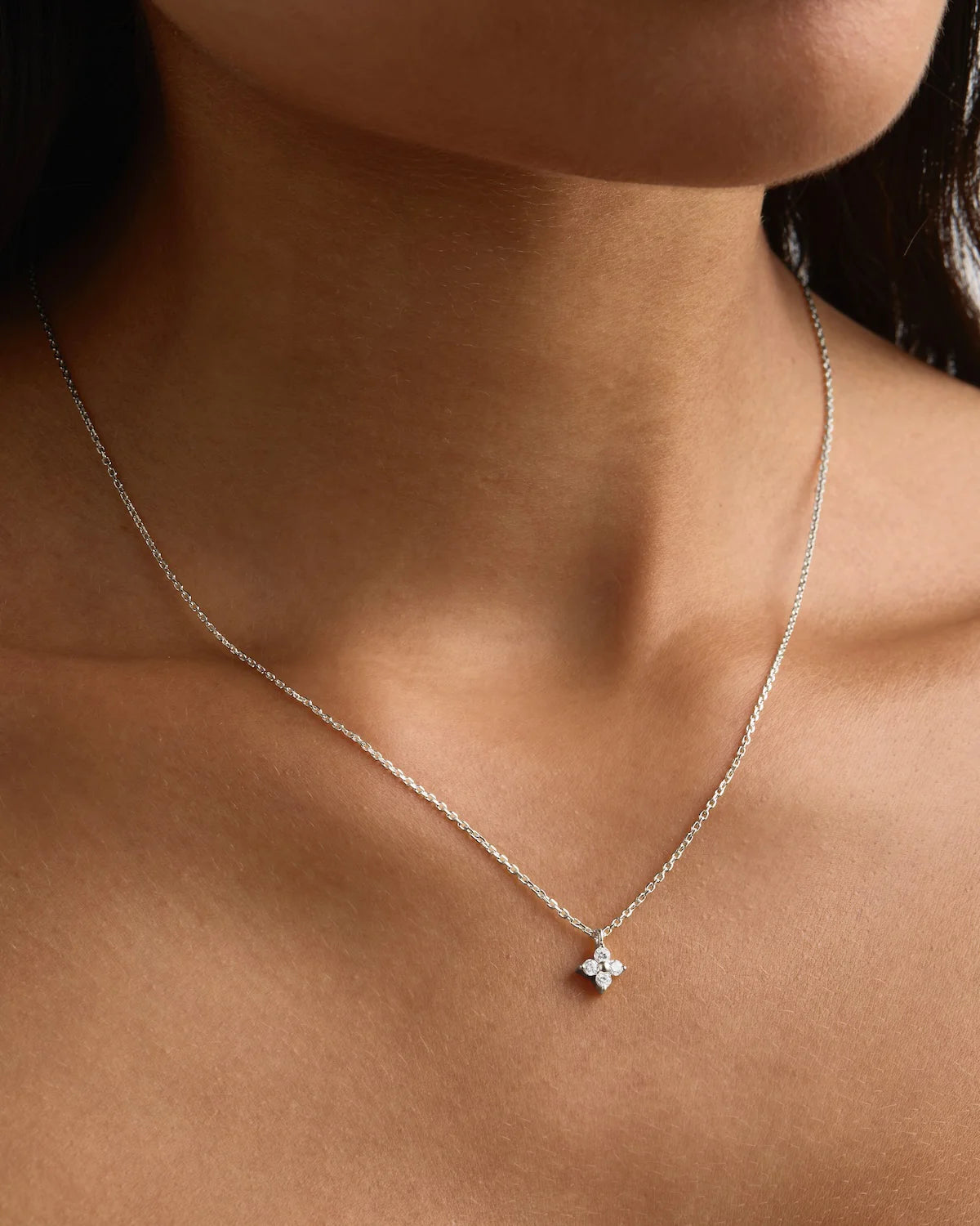 By Charlotte - Crystal Bloom Necklace in Silver