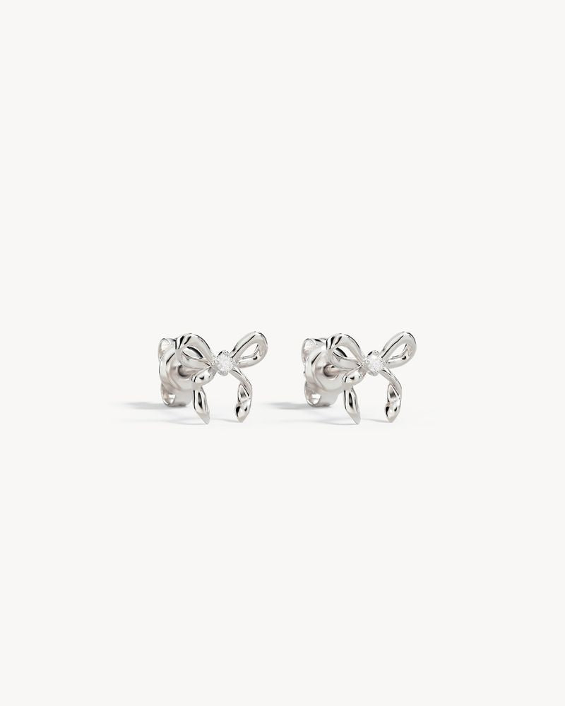 By Charlotte - Forever More Bow Stud Earrings in Silver